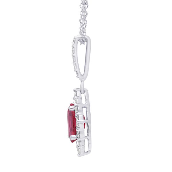 Oval Ruby and Diamond Halo Pendant