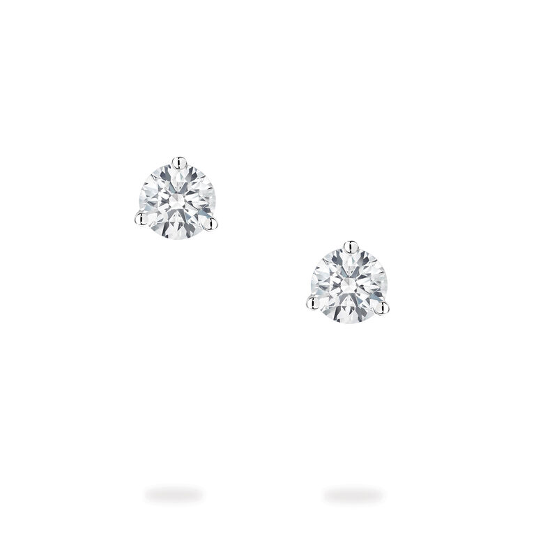 Round Cut 3-Prong Solitaire Diamond Earrings