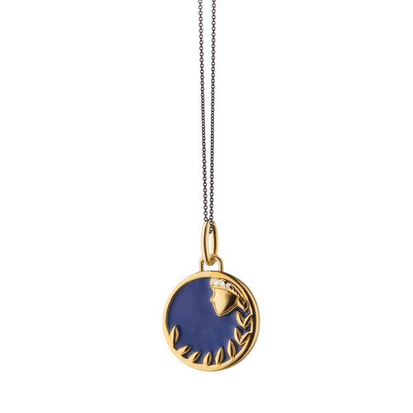 Pendentif vierge Zodiac x Colour Charms en vermeil d'or jaune avec &eacute;mail et saphirs blancs