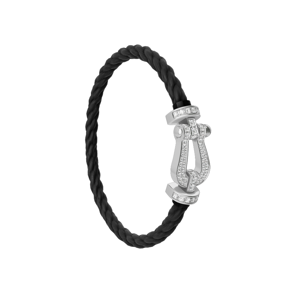 Force 10 Large White Gold and Pavé Diamond Cable Bracelet