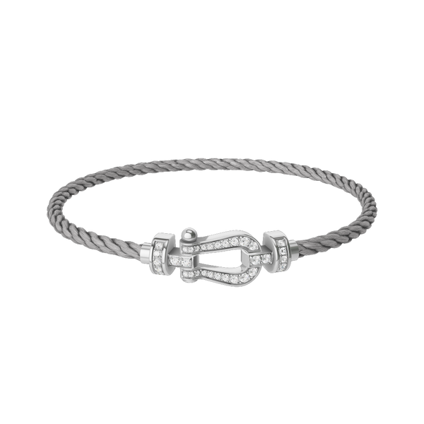 Force 10 Medium White Gold and Diamond Pav&eacute; Cable Bracelet