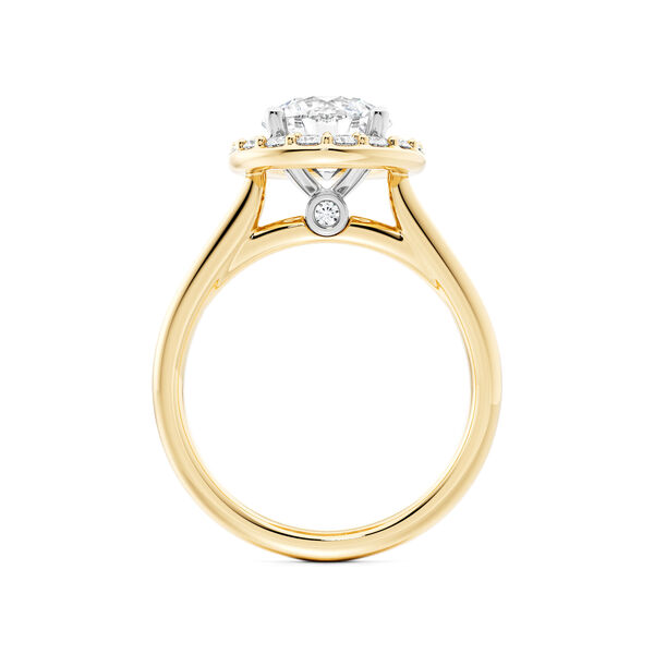 Bague de fian&ccedil;ailles en or jaune &agrave; diamant solitaire rond avec halo