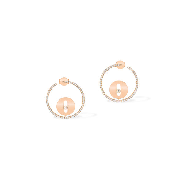 Boucles d'oreilles anneaux Lucky Move en or rose avec diamants, petit modèle