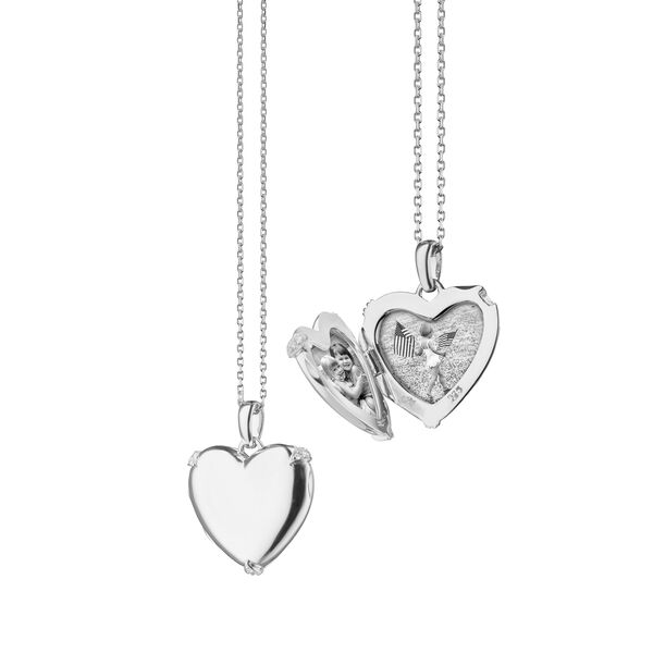 Classic Lockets Silver and White Sapphire Heart Pendant