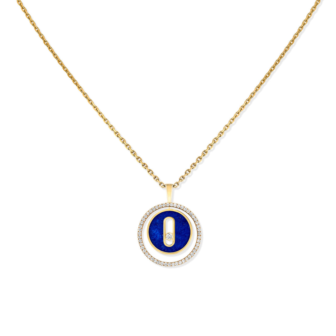 Lucky Move Small Yellow Gold, Lapis and Diamond Pendant image number 0