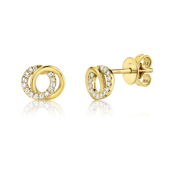 Kate Yellow Gold and Diamond Pav&eacute; Stud Earrings