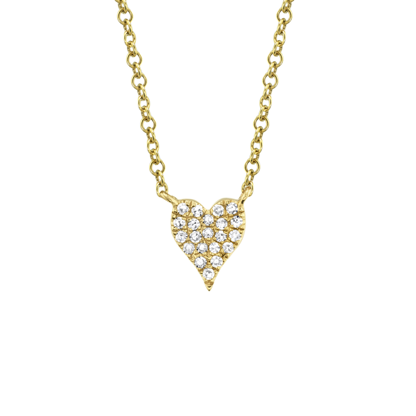 Kate Yellow Gold and Diamond Pav&eacute; Heart Pendant
