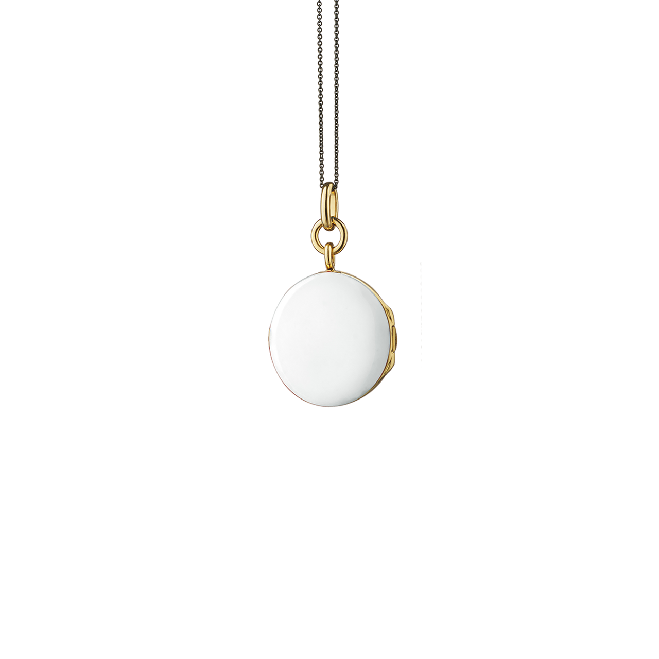 Monica Rich Kosann White Enamel Vermeil Locket VL-2001-White-Chain Back image number 3