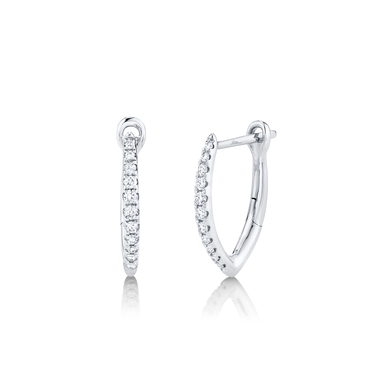 White Gold Hoop Earrings with Diamonds image number 0