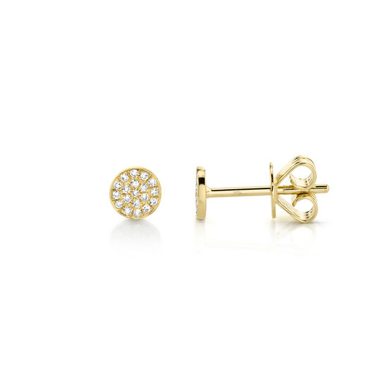 Yellow Gold Stud Earrings with Diamond Pave image number 1