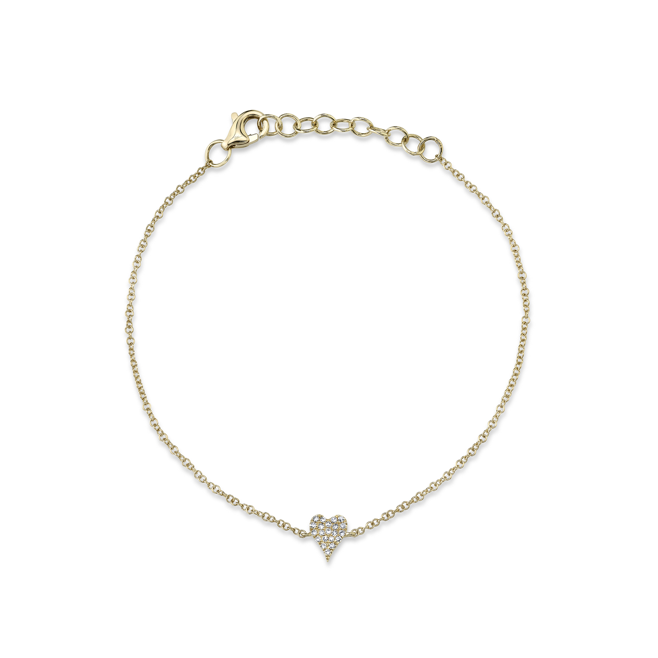 Yellow Gold Bracelet with Diamond Pave Heart image number 0