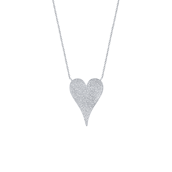 White Gold Heart Pendant with Diamond Pavé