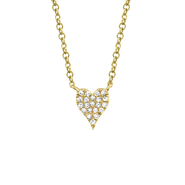 Yellow Gold Heart Pendant with Diamond Pavé
