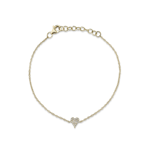 Yellow Gold Bracelet with Diamond Pavé Heart