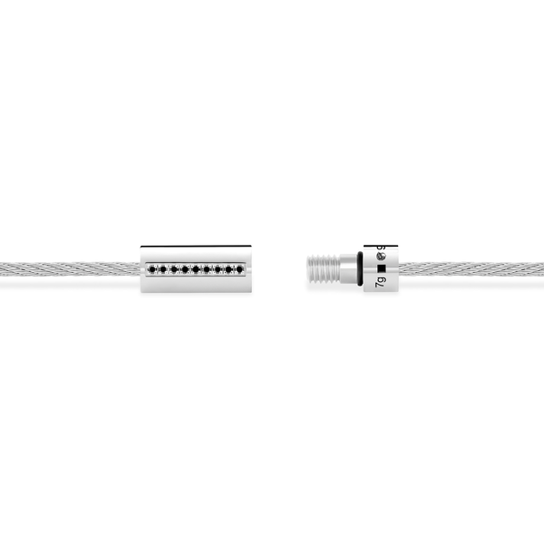 7g Polished Silver Cable Bracelet with Black Diamonds