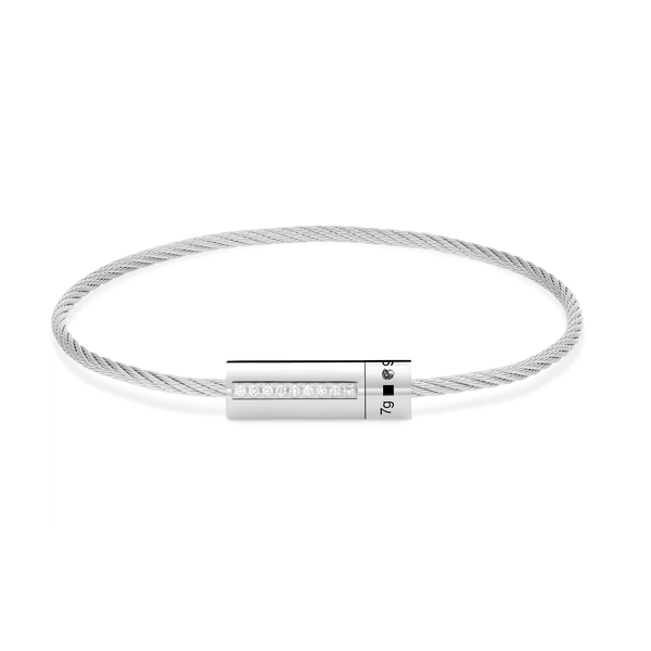 7g Polished Silver Cable Bracelet with Diamonds