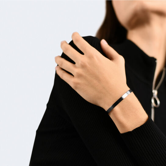 15g Brushed Black Silver Ribbon Bracelet image number 2
