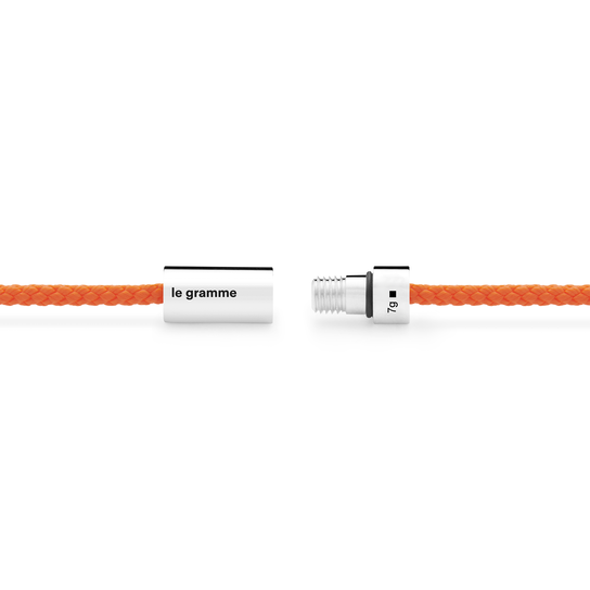 7g Polished Silver and Orange Polyester Nato Cable Bracelet image number 2