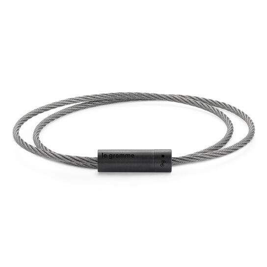Le Gramme 9g Brushed Black Ceramic Double Cable Bracelet CCNBRD05109 Front image number 0