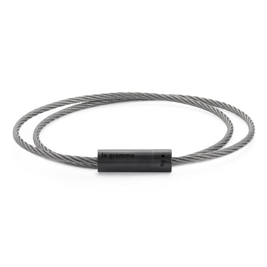 Le Gramme 9g Brushed Black Ceramic Double Cable Bracelet CCNBRD05109 Front image number 0