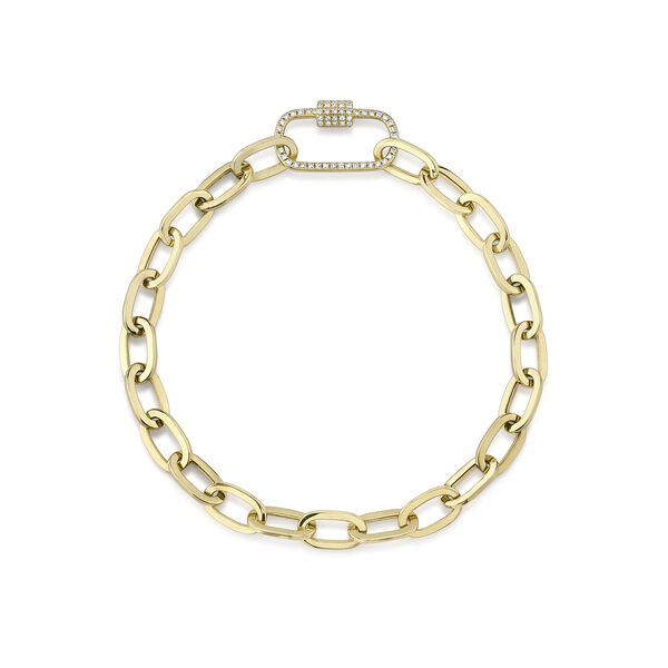 Yellow Gold Chain Bracelet with Diamonds