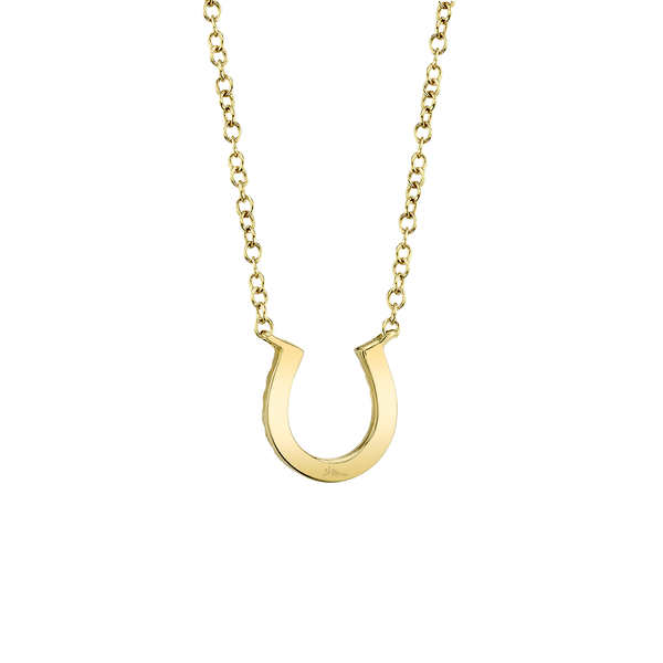 Yellow Gold Horseshoe Pendant with Diamond Pavé