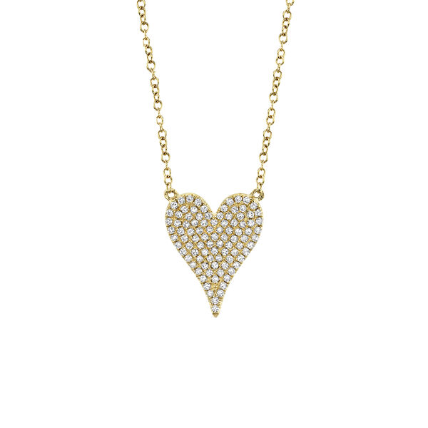 Yellow Gold Heart Pendant with Diamond Pavé