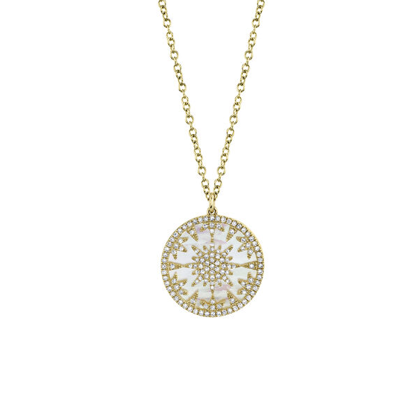 Yellow Gold Pendant with Mother-of-Pearl and Diamonds