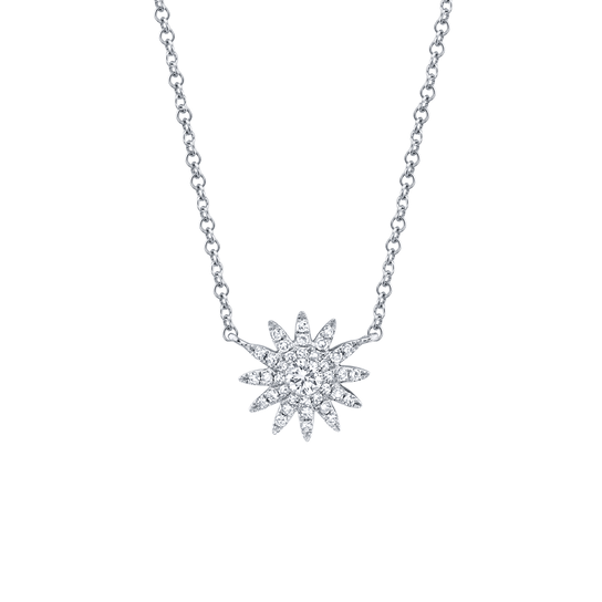White Gold Starburst Pendant with Diamond Pave image number 0