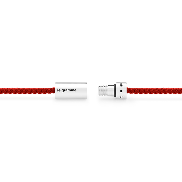 7g Polished Silver and Red Polyester Nato Cable Bracelet