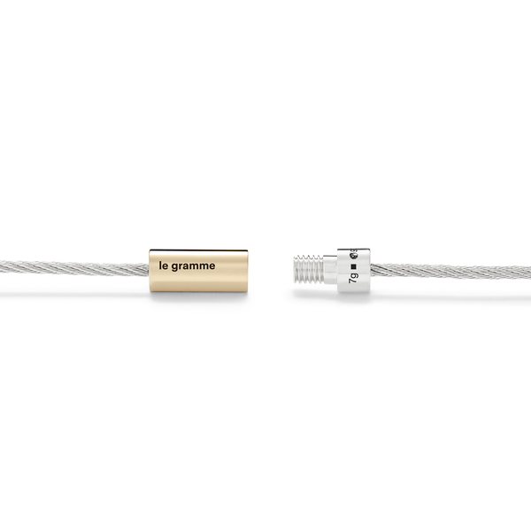 7g Polished Silver and Yellow Gold Cable Bracelet
