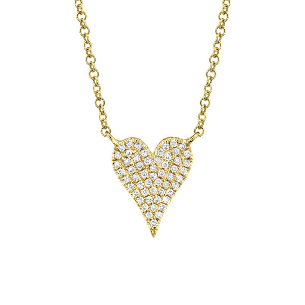 Kate Yellow Gold and Diamond Pavé Heart Pendant