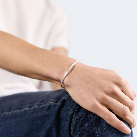 7g Brushed Silver Ribbon Bracelet image number 2