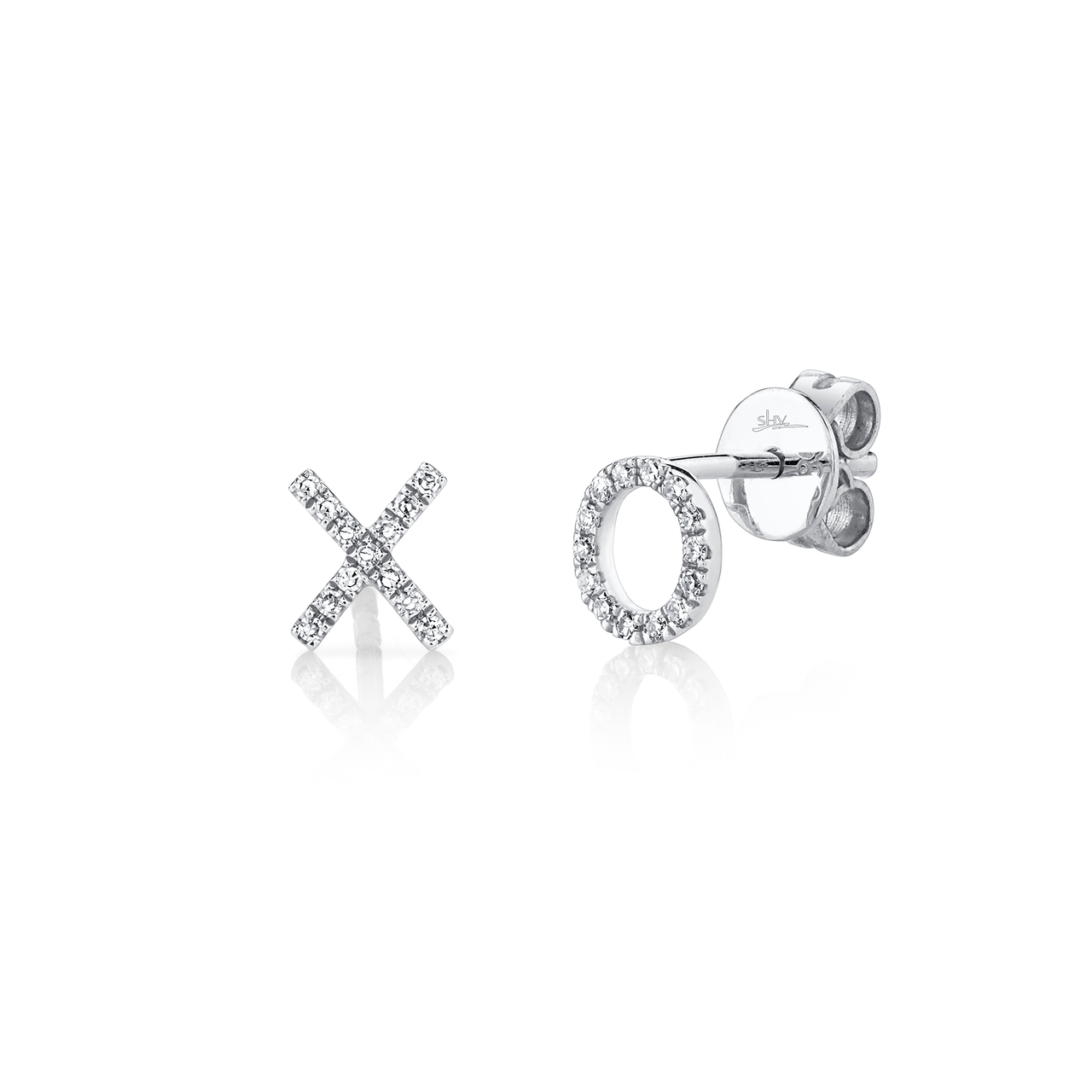 White Gold Stud Earrings with Diamond Pave image number 0
