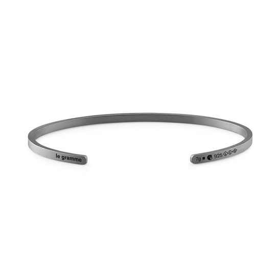 Le Gramme 7g Brushed Black Silver Ribbon Bracelet CRUBR0107 Front image number 0