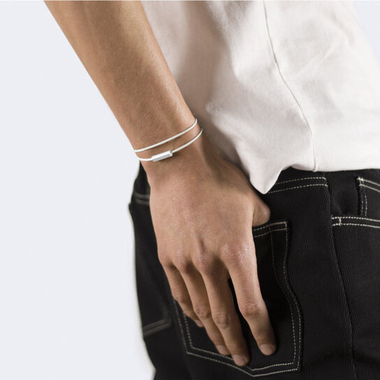 9g Brushed Silver Double Cable Bracelet image number 2