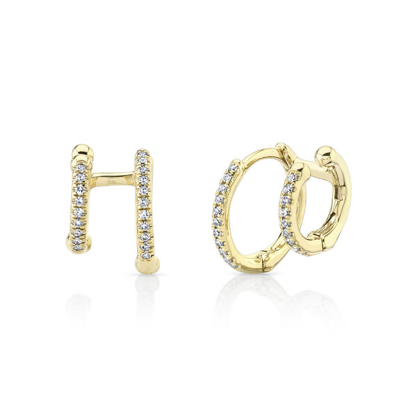 Kate Yellow Gold Huggie Earrings and Diamonds