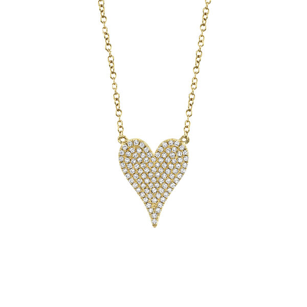 Kate Yellow Gold and Diamond Pavé Heart Pendant
