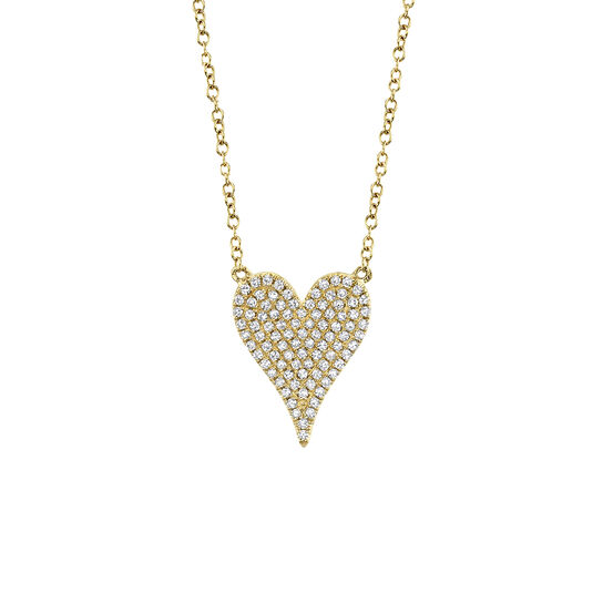 Yellow Gold Heart Pendant with Diamond Pave image number 0