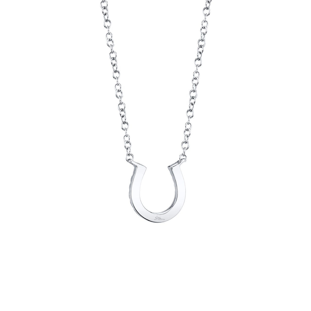 White Gold Horseshoe Pendant with Diamond Pave image number 2
