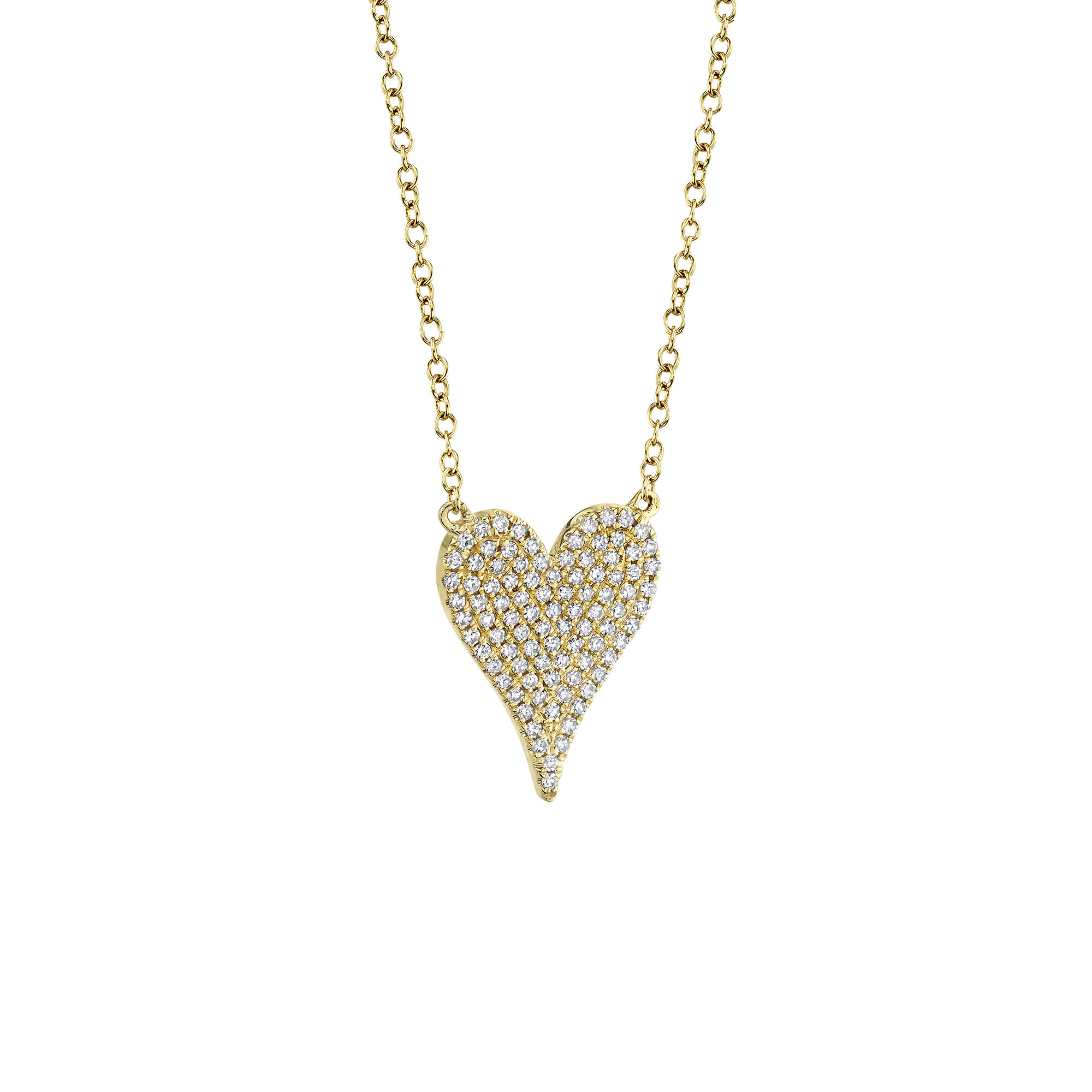 Kate Yellow Gold and Diamond Pavé Heart Pendant