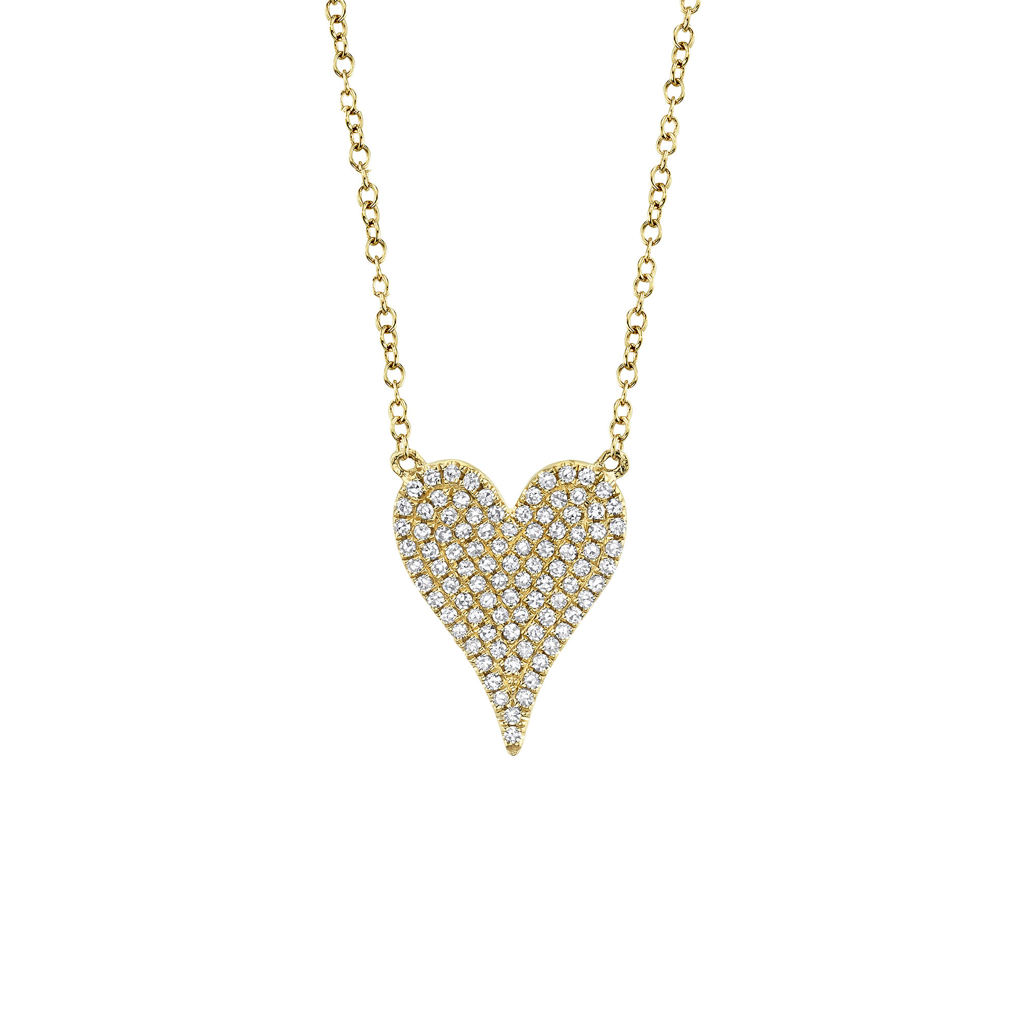 Kate Yellow Gold and Diamond Pavé Heart Pendant