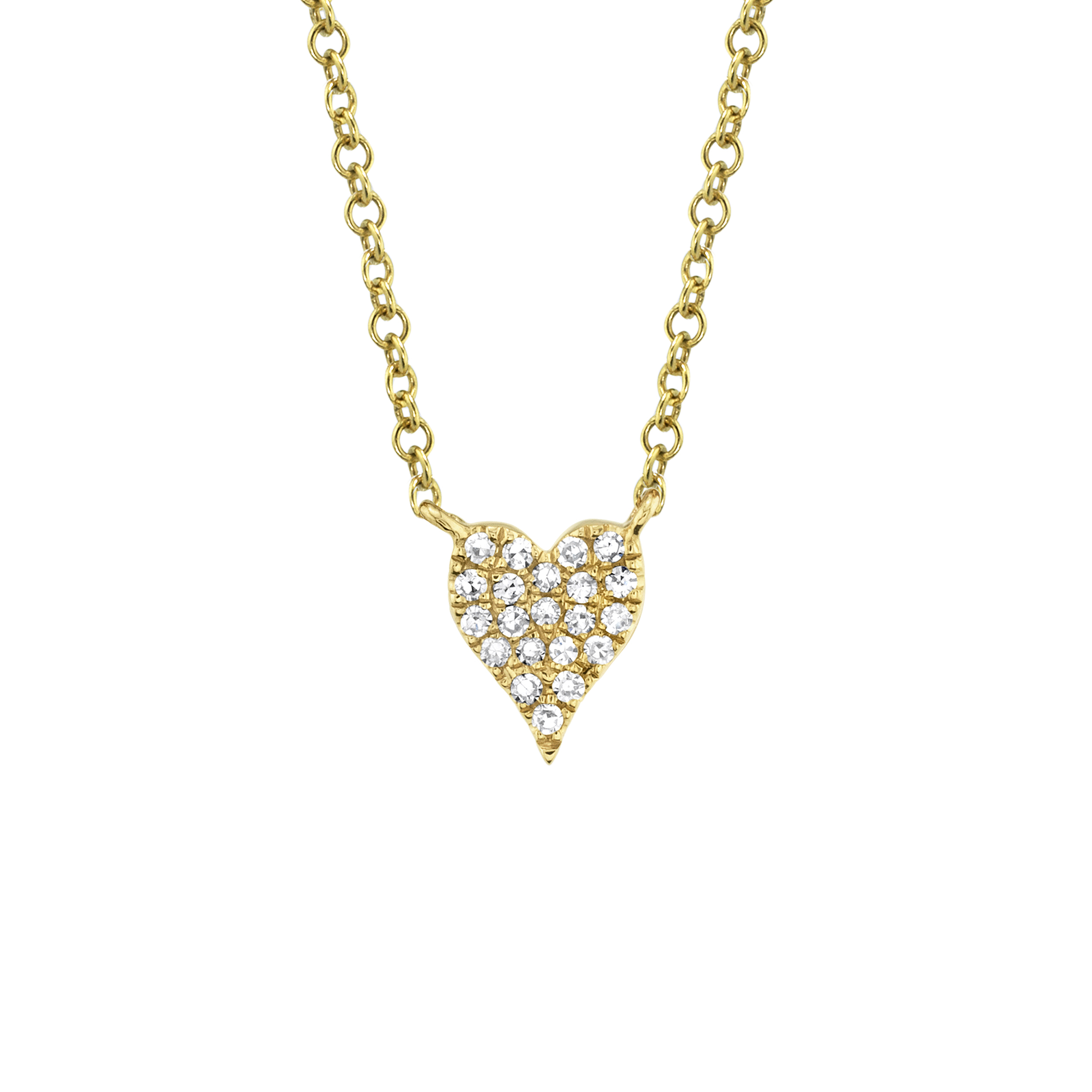 Kate Yellow Gold and Diamond Pavé Heart Pendant
