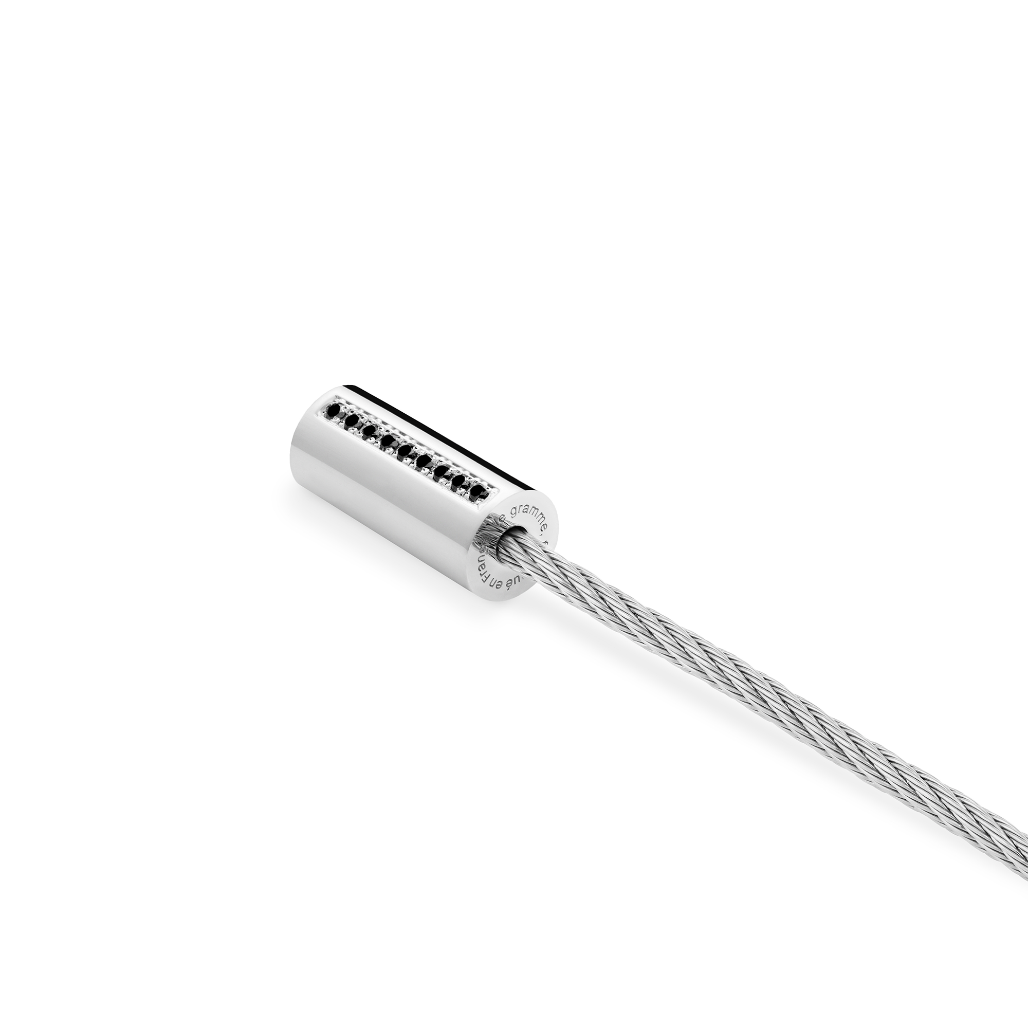 7g Polished Silver Cable Bracelet with Black Diamonds