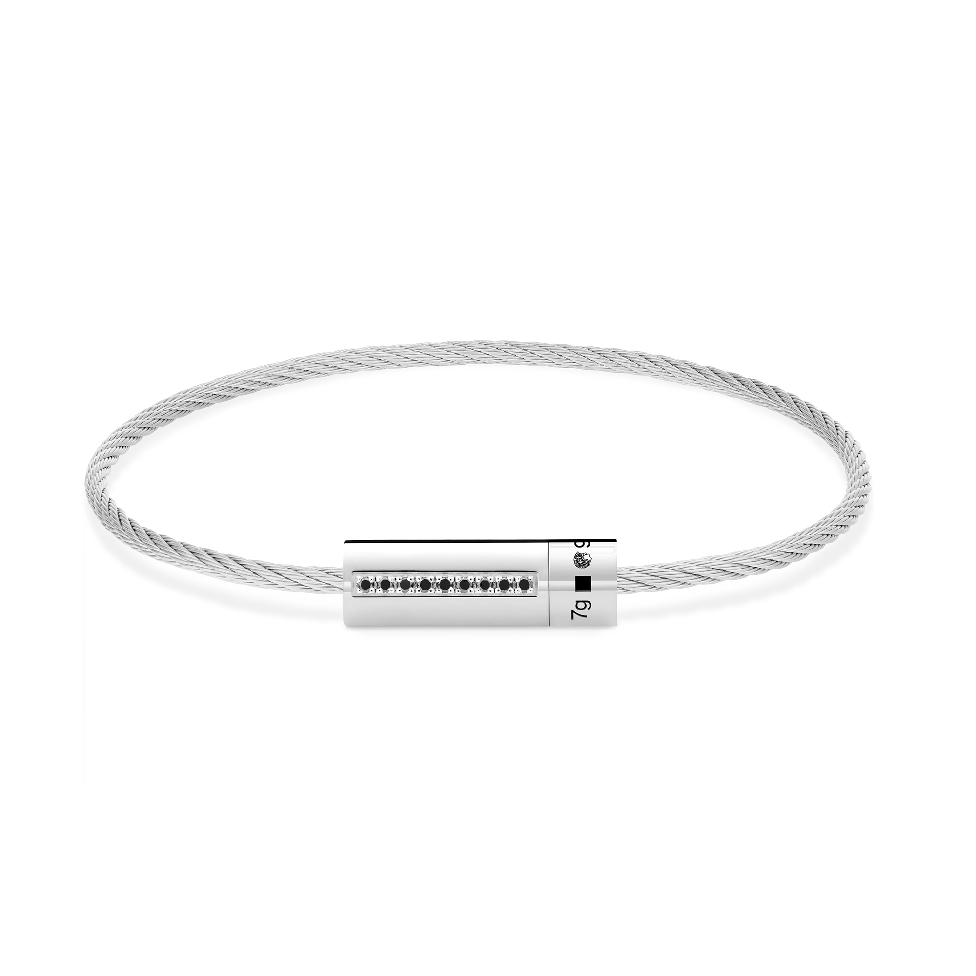 7g Polished Silver Cable Bracelet with Black Diamonds