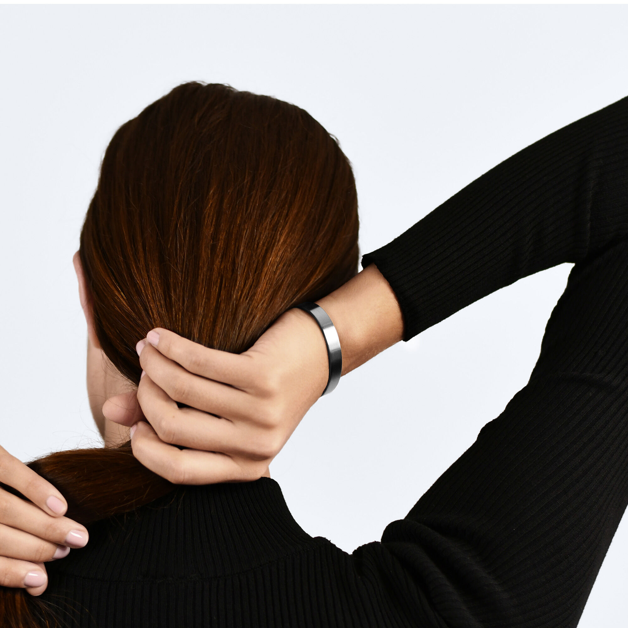 21g Brushed Black Silver Ribbon Bracelet