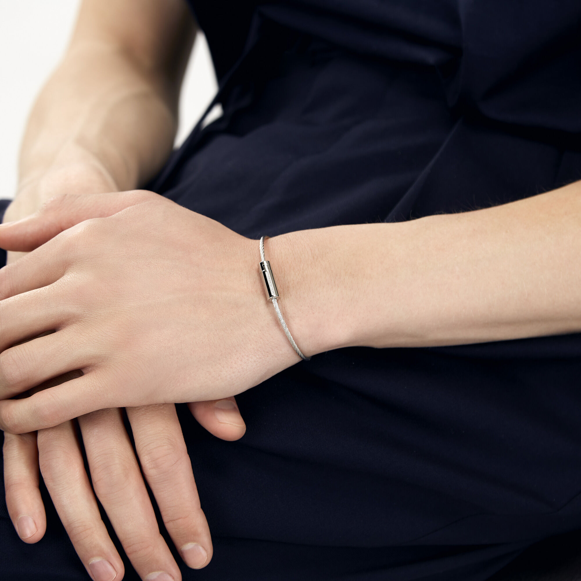 7g Polished Silver Cable Bracelet with Diamonds