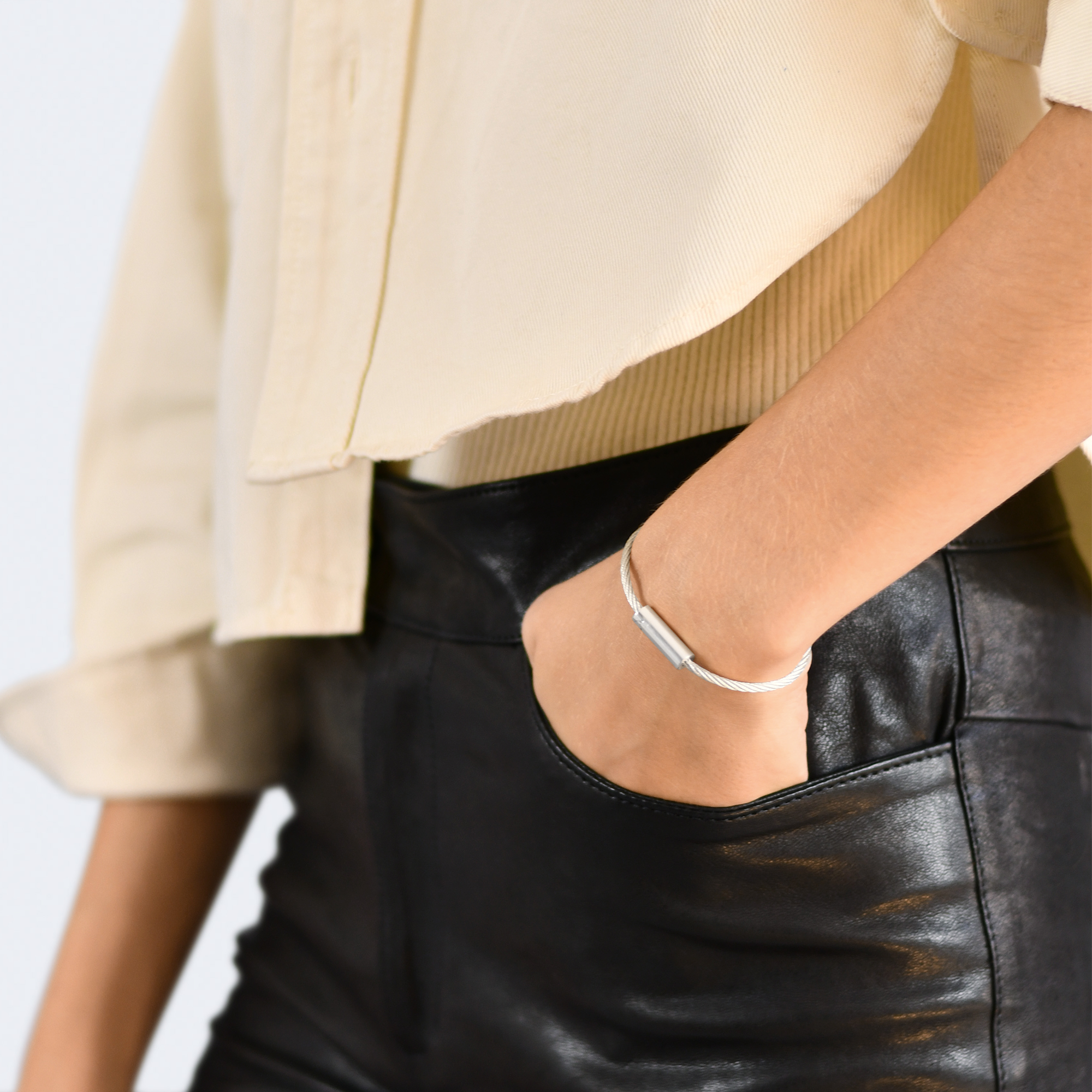 9g Brushed Silver Cable Bracelet