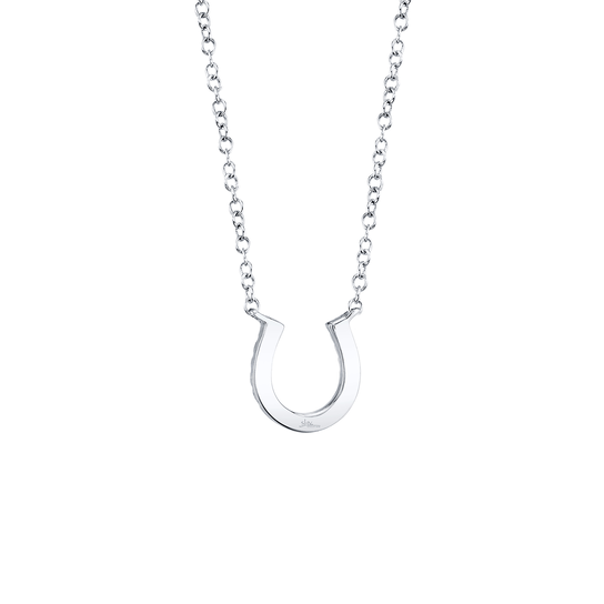 White Gold Horseshoe Pendant with Diamond Pave image number 2