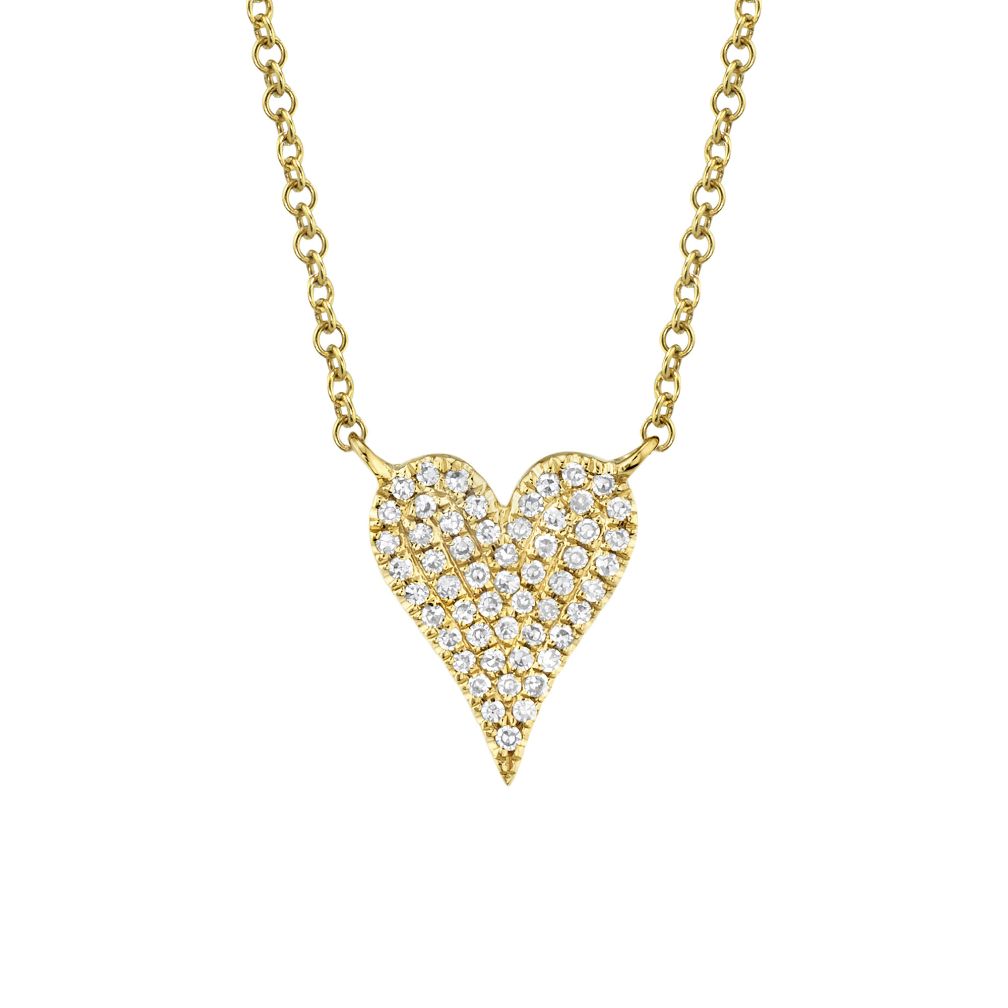 Kate Yellow Gold and Diamond Pavé Heart Pendant